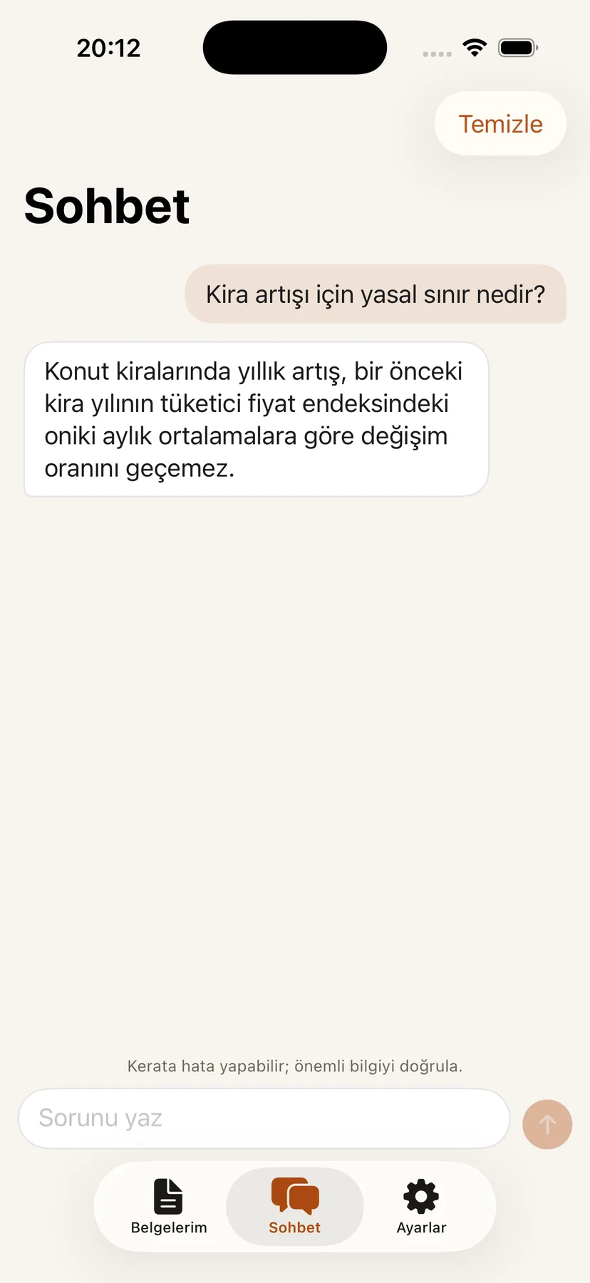 Kerata — çevrimdışı Türkçe belge asistanı — proje içi görsel 3